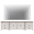 thumbnail image 6 of WAMPAT 59" Farmhouse Sideboard Buffet Cabinet with 3-Drawer Dresser Set of 2,Wood Coffee Bar Cabinet with Storage for Bedroom,Kitchen,Entryway,Hallway,and Living Room,White, 6 of 10