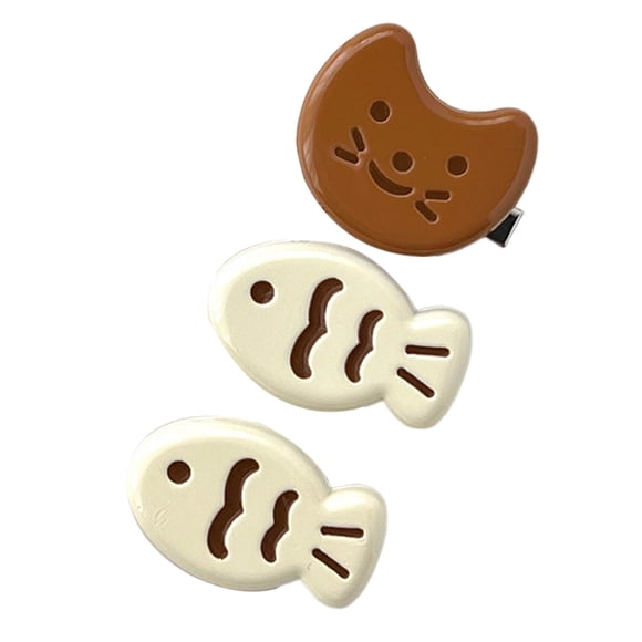 CSChome Hairpins 3 Pcs Hairpins Cartoon Fish Shape Smooth Lightweight Non-slip Candy Color Hair Decoration Fixing Tool Kids Bangs Clips Children
