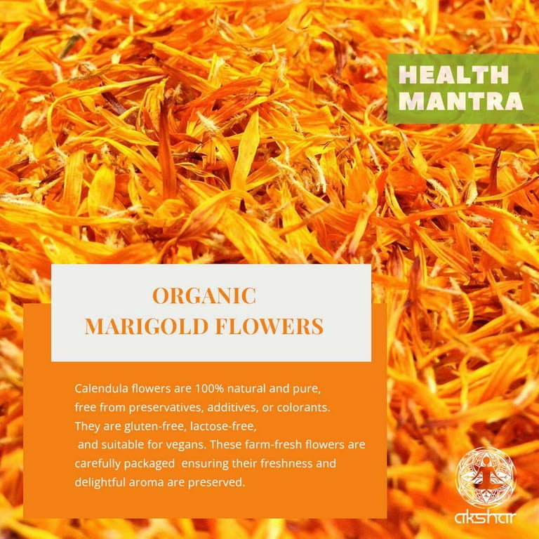 100%Pure Calendula Flowers Dried (Marigold), Organic Calendula Officinalis  2.6oz