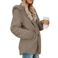 thumbnail image 5 of XDDLITP Womens Oversized Sherpa Hoodies Fuzzy Fleece Solid Color Cardigan Long Sleeve Oversized Hooded Sweatshirt Comfy Winter Outerwear with Pockets,Brown 2XL, 5 of 6