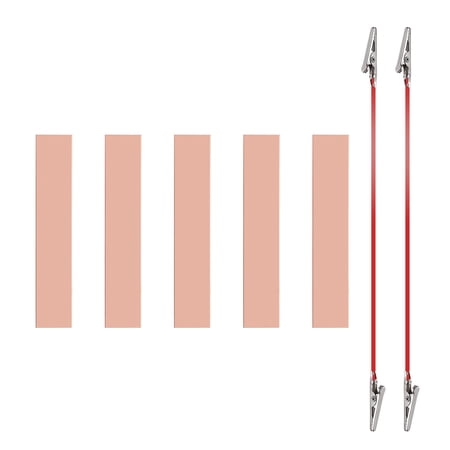 Uxcell 15x80mm Copper Anode Sheet, 5 Pack Pure Copper Strip (99.995% Pure) 1mm Thick Plate Electrode Set with Alligator Clips Cables for Electroplating Plating Experiment