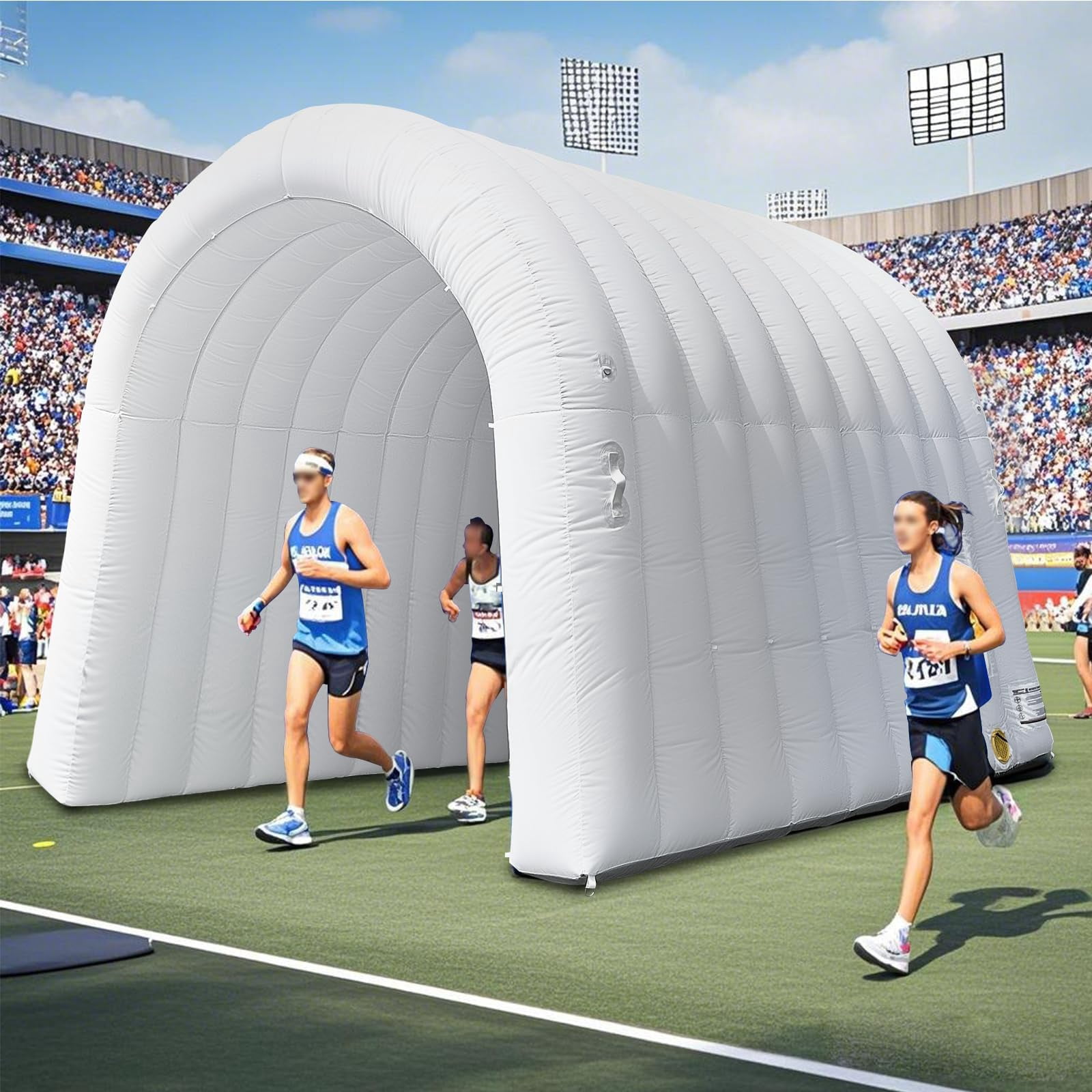 Inflatable Tunnel Sports Entrance with Internal Blower, 10x10x9ft Inflatable Tunnel Tent for Business Advertising Event Exhibition Promotion,Street,Shop,Supermarket,School White