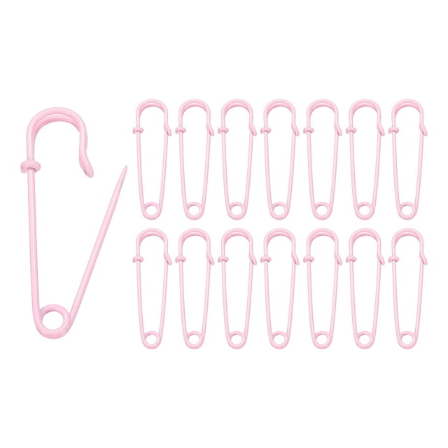 Uxcell 30pcs Alfileres de Seguridad 63mm Pintura al Horno Gran Alfiler de Seguridad para Ropa, Rosa