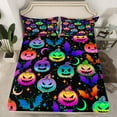 thumbnail image 2 of Castle Fairy Teens Abstract Pumpkin 4 Pieces Queen Sheet Sets,Spooky Animal Bats Ultra Soft Flat Sheet,Happy Halloween Queen Fitted Sheet,Lightweight Room Decor, 2 of 7