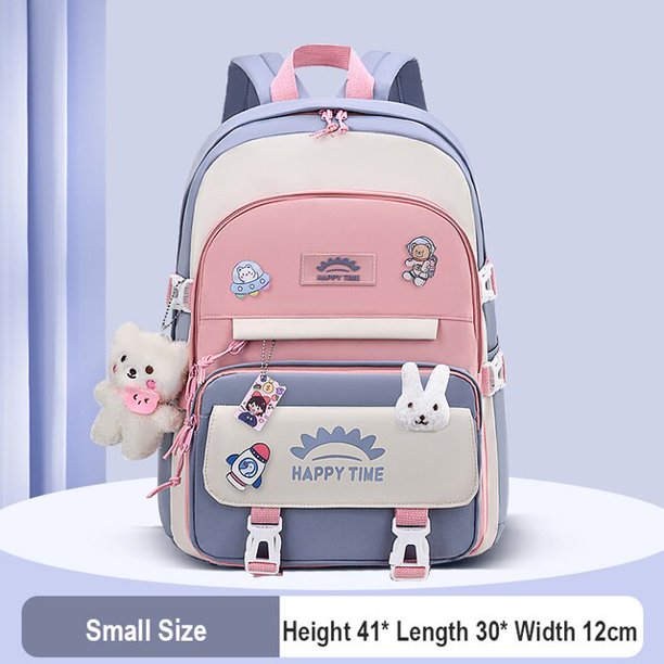 Mochila de nailon con múltiples bolsillos y colgante de oso para mujer, bolso escolar para estudiantes de secundaria, mochila para portátil para niña Fivean unisex