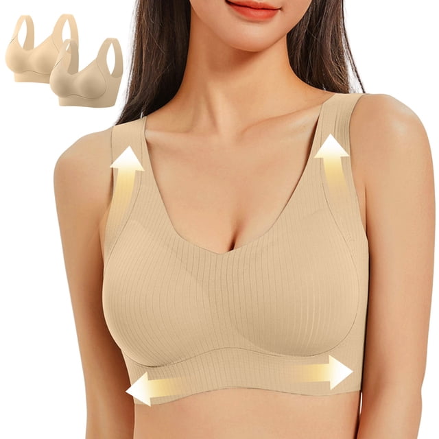Diufon 2 Pack Womens Plus Size Bras Wireless Everyday Full Coverage Support Bras Comfortable Sports Yoga Bralettes