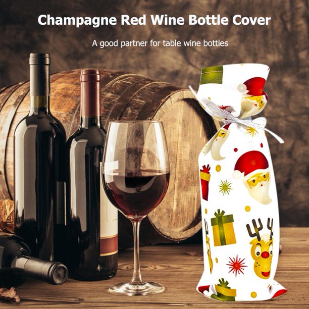 Funda Para Botella Botella de vino de Navidad Cubierta de tela Muñeco de nieve Papá Noel Fiesta de año nuevo Decoración para el hogar Sywqhk Libre de BPA
