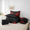 thumbnail image 6 of Manfei Geometric Triangle Twin Bedding Sets 7pcs, Black Red Bedding Comforter Set, Neon Red Lights Sheet Sets, Microfiber Bedroom Decor, 6 of 8