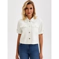 thumbnail image 7 of DARING DIVA Women's Short Sleeve Denim Collared Button Up Cropped Jean Jacket XL White, 7 of 7