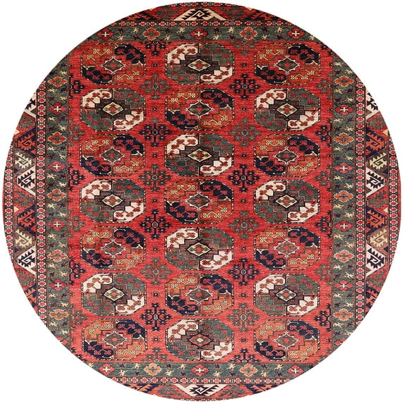 Ahgly Company Indoor Round Mid-Century Modern Dark Almond Brown Oriental Area Rugs, 3' Round