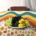thumbnail image 3 of Retro Floral Tablecloth, Groovy Wavy Geometric Hippie Cute Flowers 70s 60s Yellow Orange Print Table Cloth Cover for Holiday Home Picnic Party Wedding Buffet 60x84inch, 3 of 6