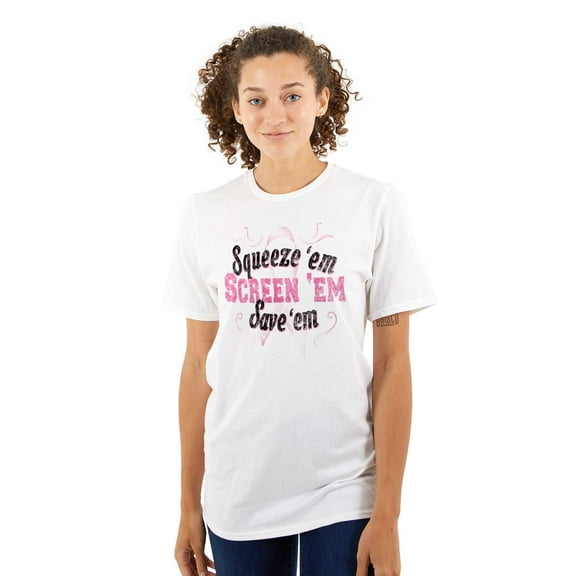 Squeeze Screen Save 'Em Breast Cancer Women's Plus Size Graphic Tee Brisco Brands 3X