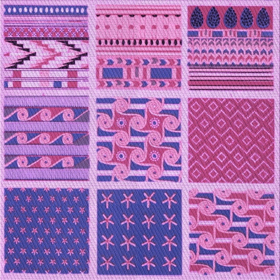 Ahgly Company Machine Washable Indoor Square Transitional Violet Purple Area Rugs, 7' Square