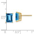 thumbnail image 7 of 14K Yellow Gold 8x6mm Emerald Cut Blue Topaz Stud Earrings, 7 of 7