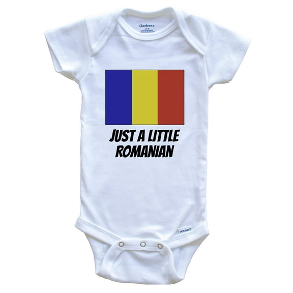 Just A Little Romanian Cute Romania Flag Baby Bodysuit, 0-3 Months White