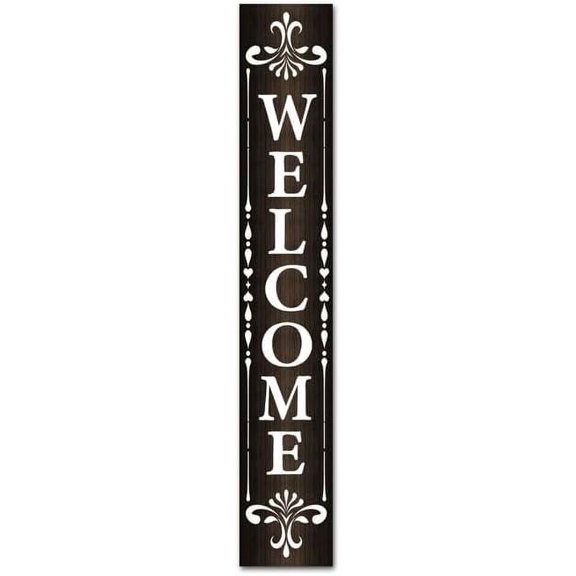 Welcome Vertical Signs for Front Door Porch Standing Sign Hanging Wood Welcome Sign for Home Wall Decor Farmhouse Outdoor Indoor4 X 16 Inch