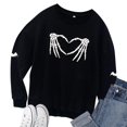 thumbnail image 2 of Sudadera XLIEVO con estampado de calaveras de Halloween para mujer, color negro, 2 of 5