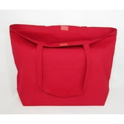 23" Extra Large Canvas Tote Bag With Velcro Closure Beach Shopping Travel Tote Bag (Red)