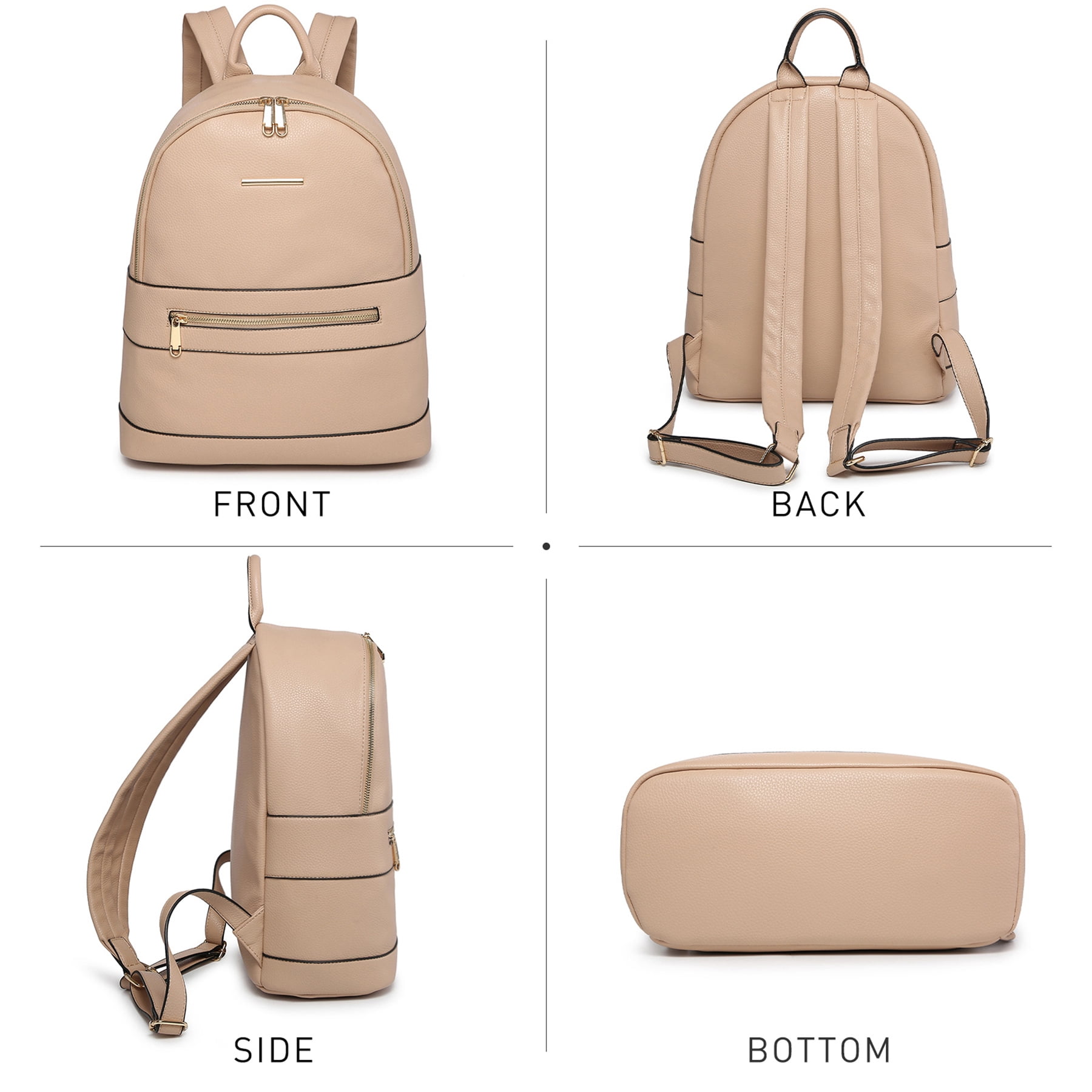 Vansarto Women Fashion Zipper Medium Backpack Purse Faux 