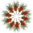 thumbnail image 1 of JFBUCF 10 agujas artificiales de pino rojo, adornos de frutas, campanas y piñas para decoración navideña, corona artesanal, guirnalda de árbol, 1 of 8