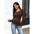 thumbnail image 3 of Ekouaer Womens Long Sleeve Shirt Thermal Top Soft Lightweight Base Layer Shirt with Lace Trim Warm Scoop Neck Underwear for Winter, 3 of 8