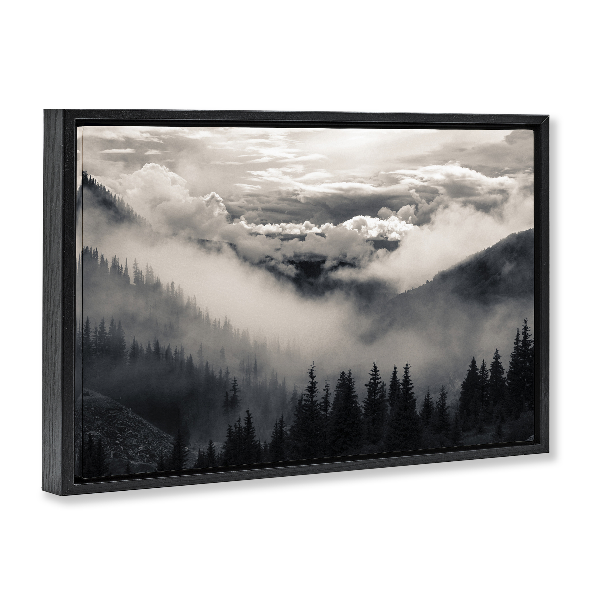 Billowing Fog Atmosphere Black Framed Floater Canvas Wall Art, design by Decent Exposures