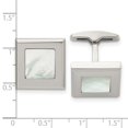 thumbnail image 2 of Stainless Steel Polished Simulated Mother of Pearl Cuff Links Measures 18.5mm Wide - Cuff Link for Men, 2 of 2