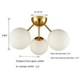 thumbnail image 2 of Claxy 3-Light Gold Sputnik Semi Flush Mount Light with Globe Milk Glass Shade, 2 of 9