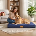 thumbnail image 6 of Exclusivo Mezcla Extra Large Dog Bed with Removable and Washable Cover, Orthopedic Pet Bed for Crates, Non-Slip Bottom and Waterproof Liner, 56"×40", Navy Blue, 6 of 10