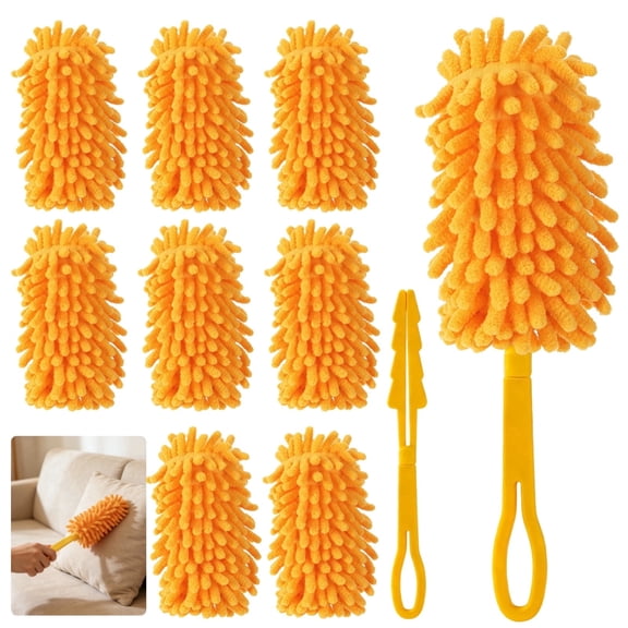 8 Pcs Washable Duster Refills, 360° Microfiber Reusable Cleaning Tool, Include Handle and Laundry Bag, Ideal for Home Car Office Dusting Needs