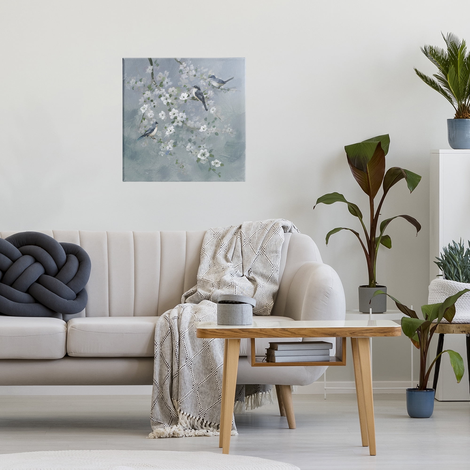 Stupell Industries Serene Birds on White Blooms Canvas Wall Art, design by Nan