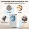 thumbnail image 2 of Deshumidificador de 6 L, 120 m² con Manguera de Drenaje, Depósito de Agua de 2LProtección contra Desbordamiento. Ideal para Sótanos, Dormitorios, Baños y Lavanderías., 2 of 8
