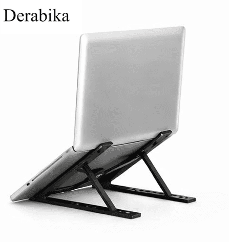 Derabika Stands Adapted for Tablet Computers, Adjustable Foldable Aluminum Laptop Stand, Portable Ergonomic Desktop Holder for Tablets & Laptops, Heat Dissipation Design
