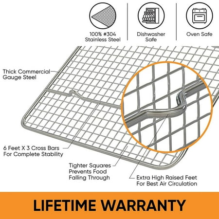 

Cooling Rack and Baking Rack Fits Quarter Sheet Pan Stainless Steel Wire Baking Cookie Bacon Racks for Oven 40X30cm