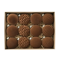 Christmas Tree Ornaments Velvet Balls - Pack of 12pcs Shatterproof Xmas Bulbs Decorations Set - Multicolor Red Brown Neutral, 60mm 2.4 inch,Brown