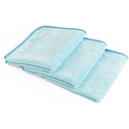 The Rag Company – Premium FTW – Microfiber Cleaning Towels for Glass, Windows, Mirrors & Polished Surfaces, Streak-Free, Scratchless, 16in x 16in, Light Blue, 3-Pack