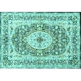 thumbnail image 1 of Ahgly Company Indoor Rectangle Medallion Turquoise Blue Traditional Area Rugs, 8' x 10', 1 of 4