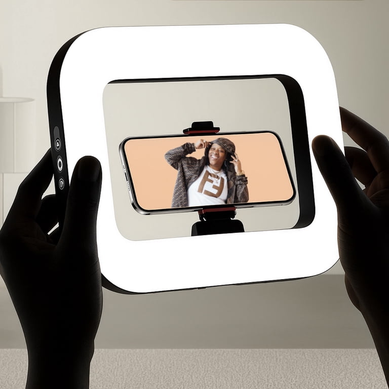 Ring Light, Portable Phone Light, Continuous Lighting, 15,9 x 22 cm, Adjustable Brightness, Compact Design, Perfect for Vlogging, Streaming, Photography, Studio Filming Ring Light, Portable Phone Light, Continuous Lighting, 15,9 x 22 cm, Adjustable Brightness, Compact Design, Perfect for Vlogging, Streaming, Photography, Studio Filming