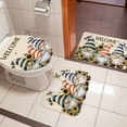 thumbnail image 5 of Dwarf Sunflower Bathroom Rugs Set Bee Retro Non Slip Absorbent Soft Bath Mats 3 Piece Set with Bathroom Rug, U-Shaped Floor Mat, Toilet Seat Cover Large Size, 5 of 9