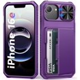 thumbnail image 1 of Funda de teléfono BXYJY para iPhone 16e con tarjetero, color morado oscuro, 1 of 7