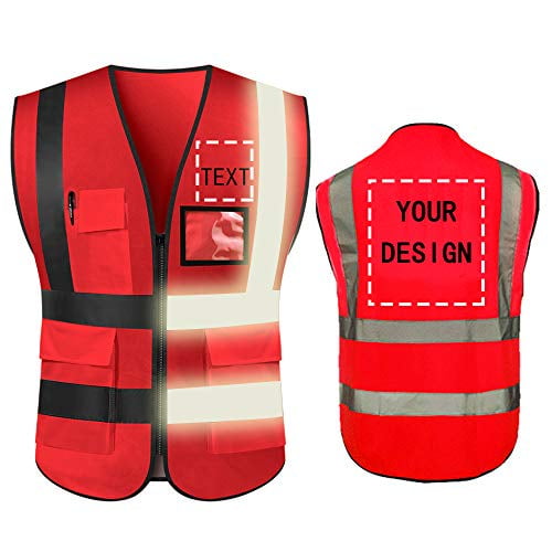 High Visibility Safety Vest Custom Your Logo Protective Workwear 5 Pockets With Reflective Strips Outdoor Work Vest Neon Green 2XL