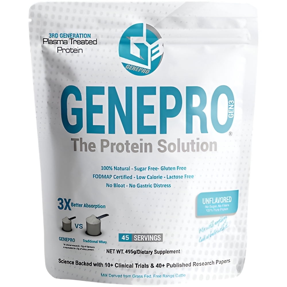 Genepro Unflavored Protein Powder - New Formula - Lactose-Free, Gluten-Free, & Non-GMO Whey Isolate Supplement Shake (3rd Generation, 45 Servings)