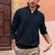 thumbnail image 1 of Mens Long Sleeve Stand-Up High Collar Shirt Slim Fit Knit Zip T Shirt Tops Tee, 1 of 8