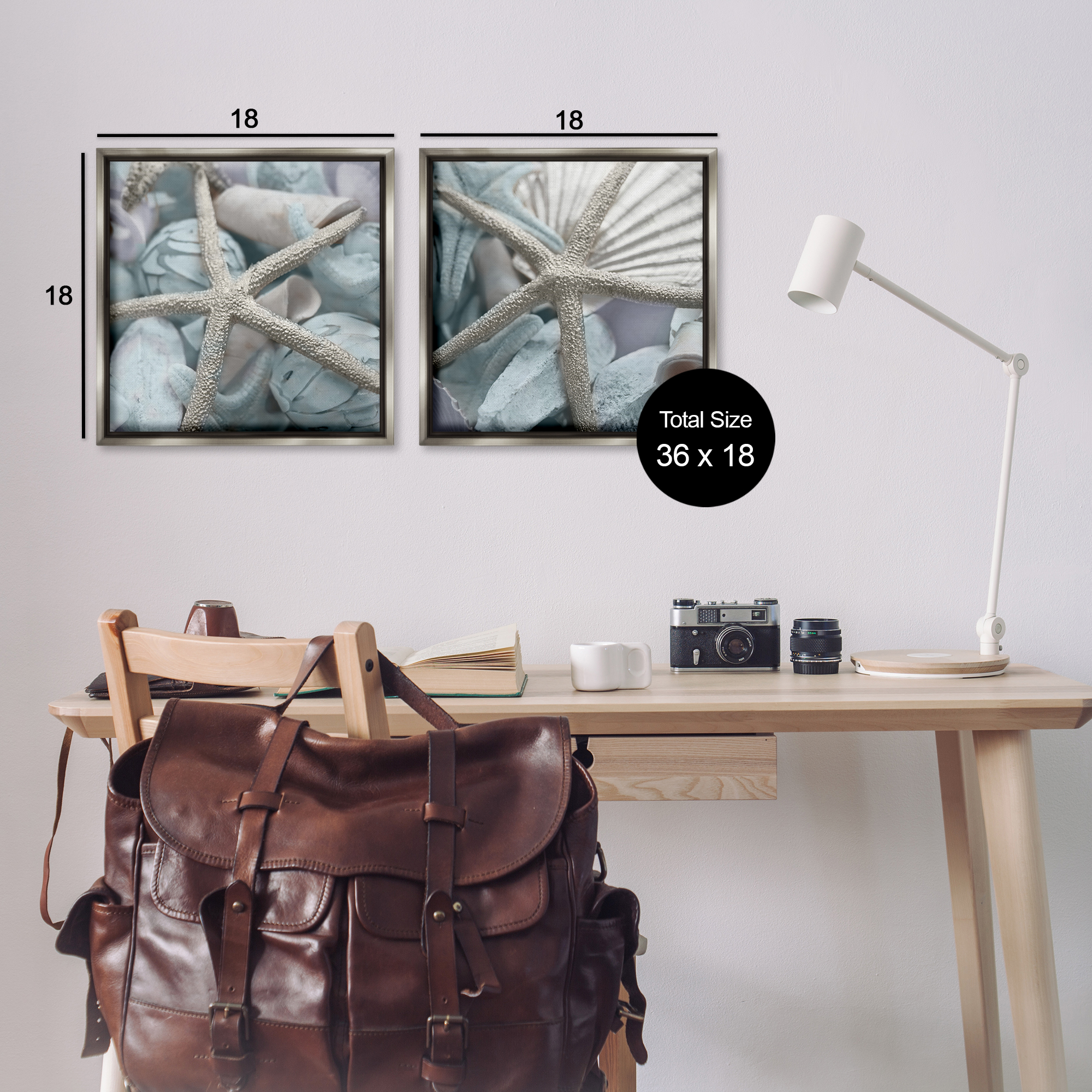 Stupell Industries Dry Distressed Starfish Nautical & Beach Photography Gray Floater Framed Canvas Art Print Wall Art, 18 x 18, Set of 2