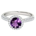 thumbnail image 3 of Mauli Jewels Rings for Women 1.20 Carat Diamond And Round Shaped Amethyst Ring 4-prong 10K White Gold, 3 of 7