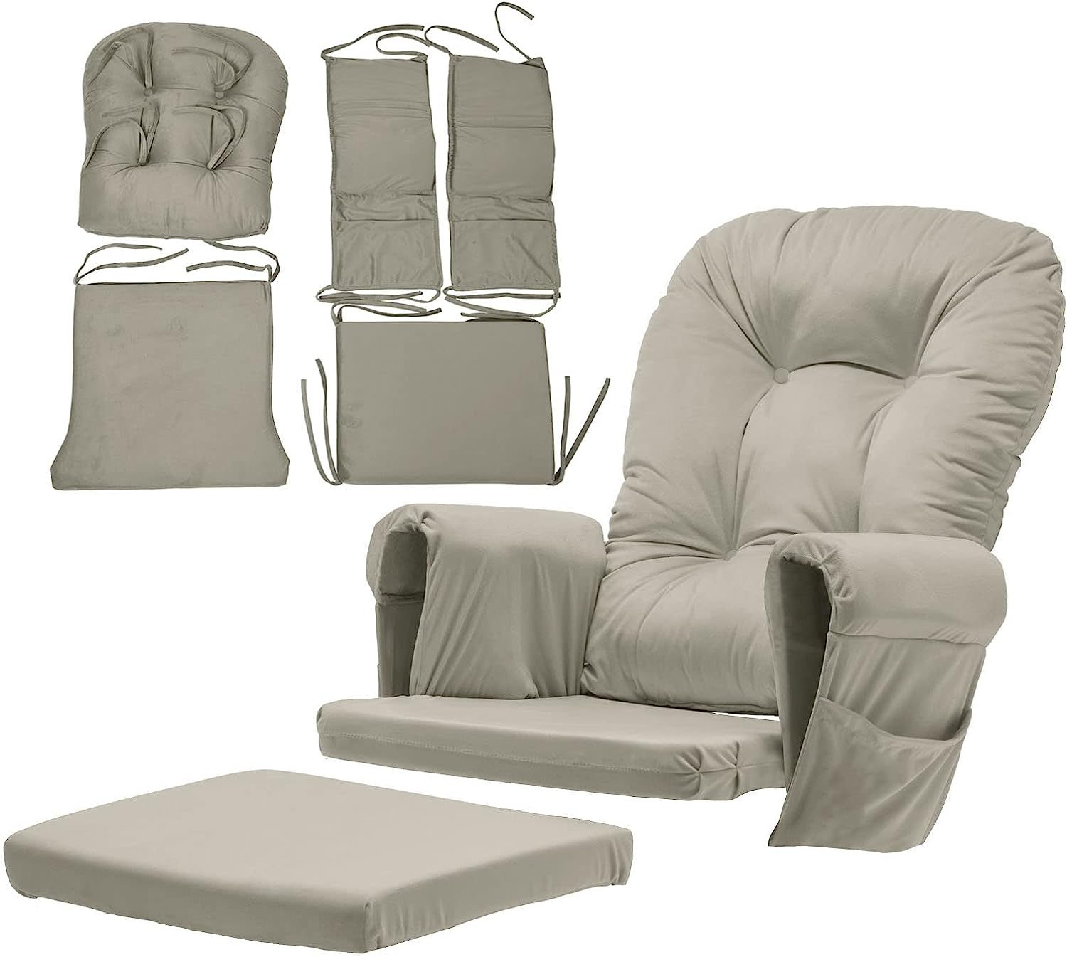 OKAKOPA 5PCS Removable Glider Chair Cushions Set Velvet Replacement