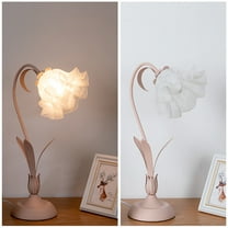 Pink Flower Bedside Lamp Tiffany LED Table Lamp Glass Shade for Bedroom Desk for Studies, Bedrooms, Cafe