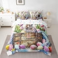 thumbnail image 2 of Feelyou Watercolor Rabbit Animal Bedding Comforter Set 7pcs, Cute Easter Eggs Queen Bedding Sets, Teens Kids Boys Girls Reversible Queen Sheet Sets, Ultra Soft Bedroom Decor, 2 of 7