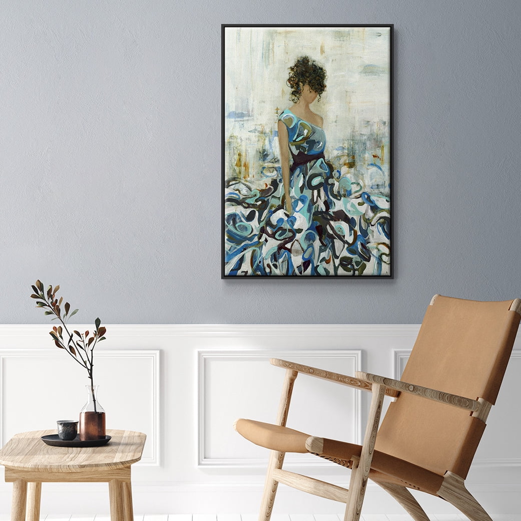 Fluid Beauty Framed Premium Gallery Wrapped Canvas - Ready to Hang - 27 x 41 - Black Floating Frame