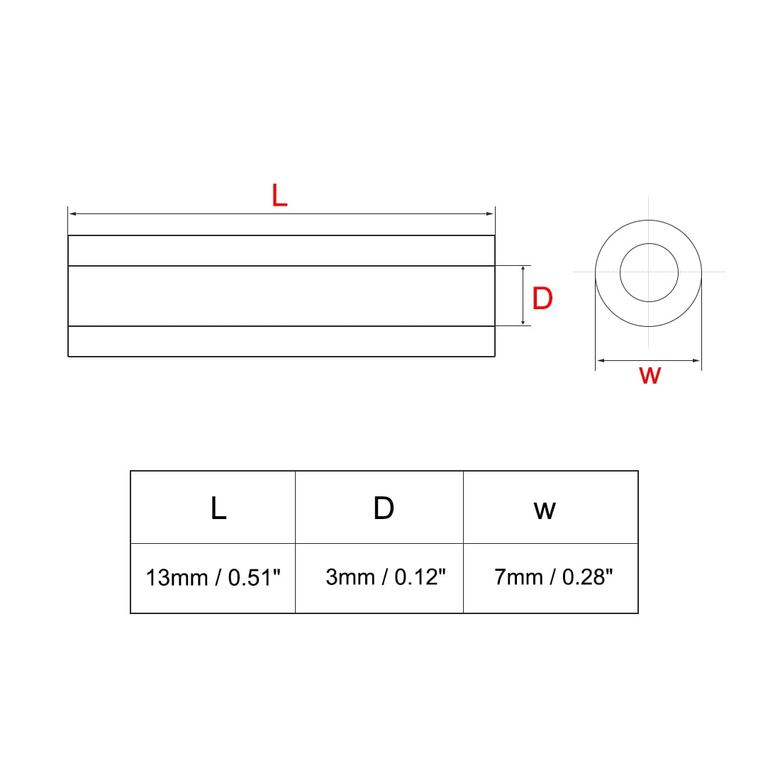 Unique Bargains 1000Pcs Nylon Round Straight Column Insulating Tube PCB Spacer Standoff 3x7x13mm